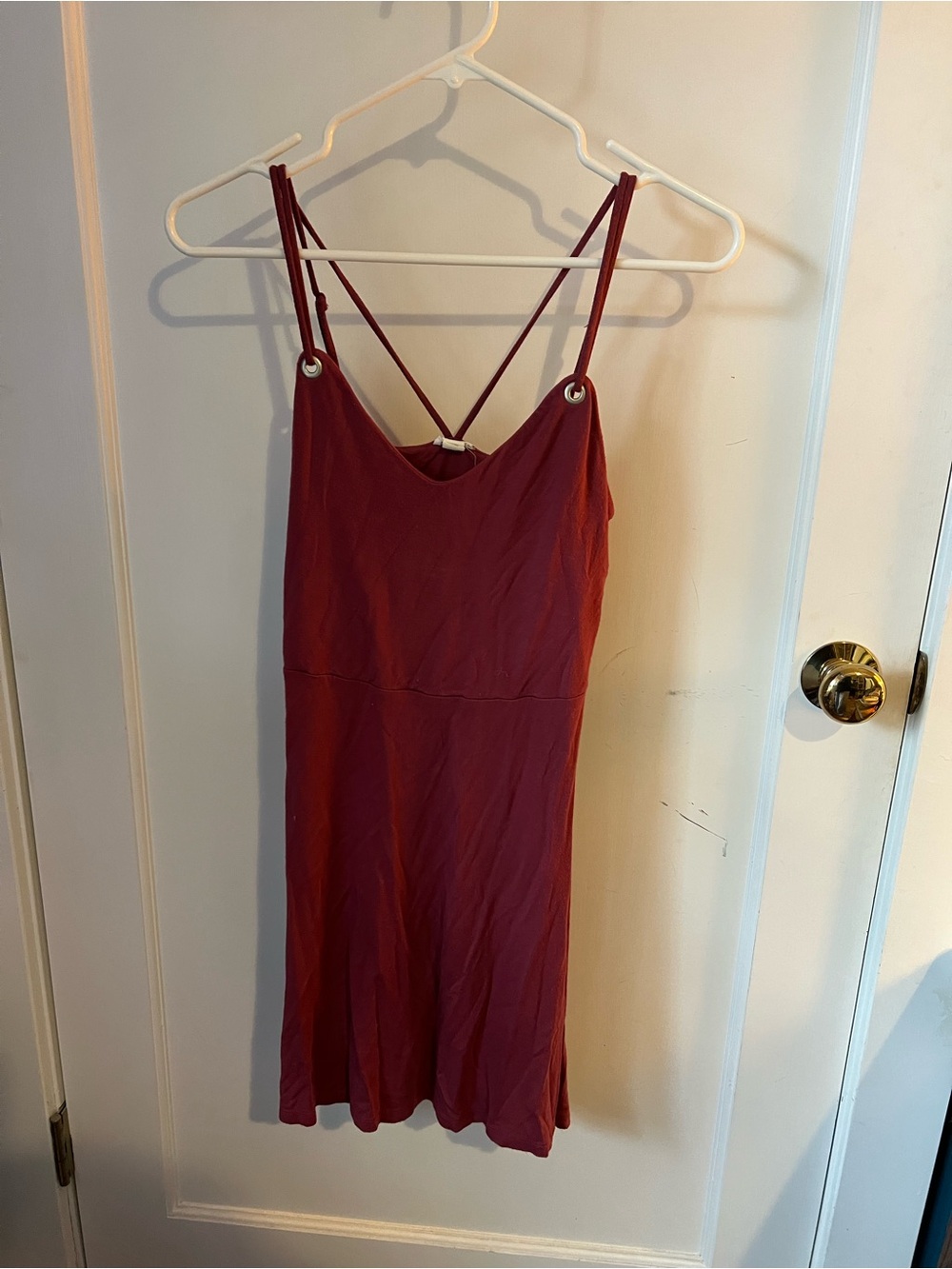 Garage Burgundy Spaghetti Strap Dress with Crisscross Back